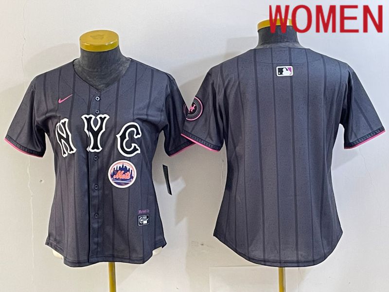 Women New York Mets Blank Black City Edition 2024 Nike MLB Jersey style 2